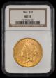 1861 $20 Gold NGC AU55