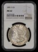 1891 S $1 NGC MS62