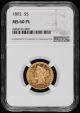 1892 $5 Gold NGC MS60PL 