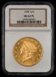 1904 $20 Gold NGC MS62 PL