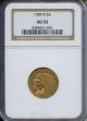 1909 D $5 Gold NGC AU55