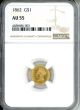 1862 $1 Gold NGC AU 55