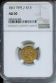 1861 Type 2 $2.50 Gold NGC AU50