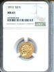 1913 $2.5 Gold Indian NGC MS61