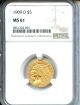 1909 D $5 Gold Indian NGC MS61