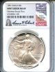 1991 Silver Eagle $1 NGC MS69 Mint Error Obverse Struck Thru Anna Escobedo Cabral Signature Label